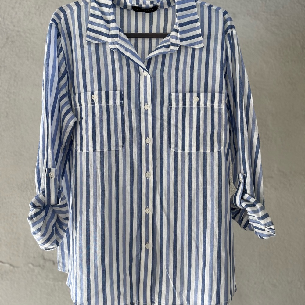 Oversized cotton gauze Sanctuary button down shirt L | lagenlook beach layer
